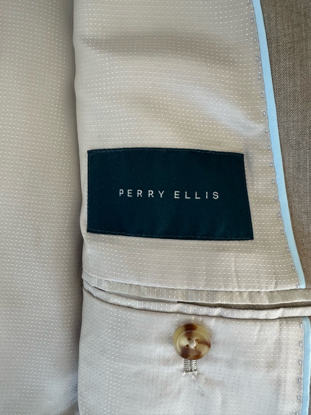 Classic Perry Ellis Two-Button Suit Jacket/ Blazer Light Tan or Khaki color - Picture 9 of 17